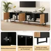 Meuble TV 180 x 40 x 50 cm, 4 portes, bois naturel, meuble Voir les images du produit 5