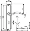Technical drawing with dimensions of a door handle set. Produktbild-Vorschau