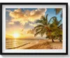 Palmenstrand und Meer bei Sonnenuntergang– Wandbild mit Produktbild-Vorschau 1