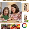 A mother and daughter are drawing at a table, with comparative images of phone screens showing different lighting qualities. Podgląd zdjęcia produktu