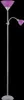 A floor lamp with two lights, one main and one adjustable reading light, against a black background. Produktbild-Vorschau