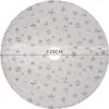 A circular white Christmas tree skirt with silver snowflake patterns. Anteprima dell’immagine prodotto