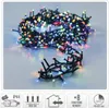 A coiled string of colorful LED lights on a reflective surface, with several icons and text at the bottom indicating product features. Anteprima dell’immagine prodotto