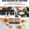 A collage showing the steps to make waffles using a waffle maker, along with the final product and toppings. Náhled obrázku produktu
