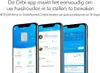 Three smartphones displaying the Orbi app interface, with text overlay describing the app's features. Náhled obrázku produktu