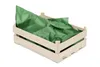 A wooden crate lined with green tissue paper, presented against a white background. Produktbild-Vorschau