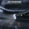 A close-up shot of an endoscope camera with its light on, resting on a wet surface, highlighting its waterproof capabilities. Produktbild-Vorschau