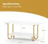 2-Etagen Couchtisch, Moderner Beistelltisch mit Marmoroptik Produktbild-Vorschau 5