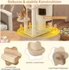 A cat tree with several features highlighted by text overlays and graphics. Podgląd zdjęcia produktu