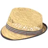 Kinderstrohhut Trilby mit gestreifter Garnitur von Hut Breiter in beige Produktbild-Vorschau