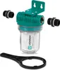 A water filter for pumps and hydropumps, shown with its accessories and a wrench. Produktbild-Vorschau