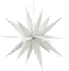 A white, star-shaped lamp is suspended against a white background. Produktbild-Vorschau