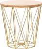 A gold wire side table with a wooden top. Produktbild-Vorschau