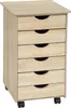 A light wood-grain finish rolling storage cart with six drawers. Náhled obrázku produktu