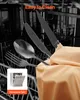 Cutlery inside a dishwasher, with a text overlay indicating it is easy to clean. Voir les images du produit