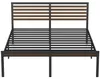 XMTECH Kovová posteľ 140x200 cm, čierna, vzhľad dreva – Náhľad obrázku produktu 10