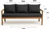A studio shot of a three-seater sofa with dark grey cushions, showing dimensions. Produktbild-Vorschau