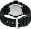 The back view of a black Casio G-Shock watch with a silver metal case back and a black rubber strap with a silver buckle. Produktbild-Vorschau