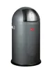 A gray WESCO trash can with a silver push lid and a red WESCO logo. Produktbild-Vorschau