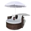 vidaXL Gartenbett mit Sonnenschirm Braun Poly Rattan Produktbild-Vorschau 12