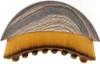 A close-up view of a curved makeup brush with a wood-grain patterned handle and yellow bristles. Anteprima dell’immagine prodotto