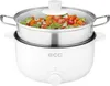 A white electric pot with a glass lid filled with vegetables. Produktbild-Vorschau