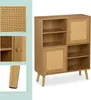 Credenza Relaxdays, 2 ante in rattan, 4 ripiani aperti, 2 Anteprima dell’immagine prodotto 6