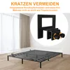 A bed frame with a close-up inset showing a connector piece. Produktbild-Vorschau