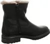 A black leather bootie with fur lining is shown from the side. Produktbild-Vorschau