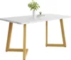 Table à manger 117 x 68 cm, aspect marbre blanc, plateau de Voir les images du produit 2