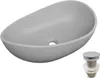 Organisches Aufsatzwaschbecken aus glattem Beton 57x37cm + Produktbild-Vorschau 1