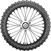 A motorcycle tire with spokes and a hub, presented against a white background. Náhľad obrázku produktu
