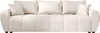 A studio shot of a beige sofa with three back cushions and two throw pillows. Produktbild-Vorschau