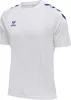 A white t-shirt with blue accents on the shoulders. Náhled obrázku produktu
