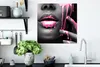 MuchoWow® Poster Lippen - Rosa - Schwarz 50x50 cm - Produktbild-Vorschau 3