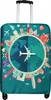 A suitcase cover with a travel-themed design featuring landmarks and an airplane. Anteprima dell’immagine prodotto