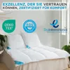 A white duvet or comforter is laid out on a bed with two pillows. Produktbild-Vorschau