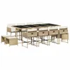 13-tlg. Garten-Essgruppe mit Kissen Beige Poly Rattan Produktbild-Vorschau 1