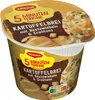 A product shot of a single serving cup of Maggi 5 Minuten Terrine Kartoffelbrei mit Röstzwiebeln & Croûtons. Produktbild-Vorschau