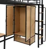 A close-up view of a loft bed with an integrated wardrobe and desk. Produktbild-Vorschau