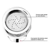A close-up, top-down view of a stainless steel coffee filter with descriptive text overlays. Produktbild-Vorschau