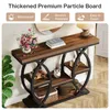 A narrow console table with shelves, decorated with flowers, books, and decorative items, placed in a home entryway. Voir les images du produit