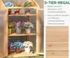 A wooden greenhouse with multiple shelves filled with potted plants. Voir les images du produit