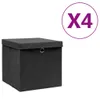 vidaXL Scatole con coperchio 4 pezzi 28x28x28 cm Nero Anteprima dell’immagine prodotto 6