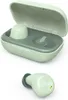A pair of mint-colored true wireless Bluetooth earbuds with their charging case, shown with the case open and one earbud inside, and the other earbud placed separately below. Anteprima dell’immagine prodotto