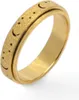 Anti Stress Fidget Ring Mond Sterne Anxiety Ring US 8 Gold Produktbild-Vorschau 1