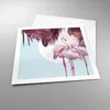Poster - Poster ohne Rahmen - Flamingos Palmen Mond - 60x60 Produktbild-Vorschau 3