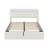 A white upholstered bed frame with a slatted base, shown from the front. Anteprima dell’immagine prodotto