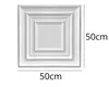 A white square ceiling panel with concentric square indentations, with dimensions indicated by text. Produktbild-Vorschau
