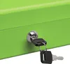 A close-up of a green cash box with two keys inserted into the lock. Náhled obrázku produktu